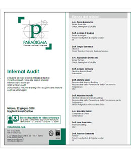 Locandina con programma, interventi e relatori del convegno "Internal Audit"