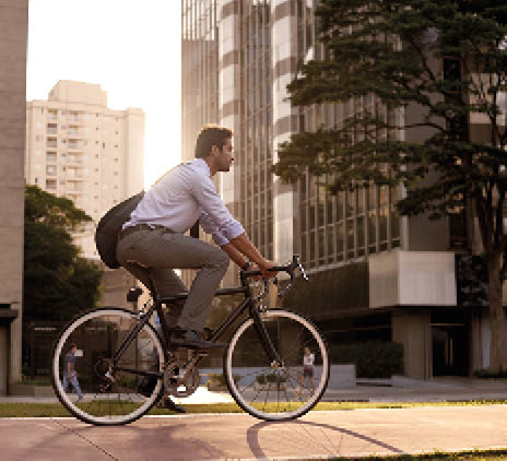 Businessman on a bike