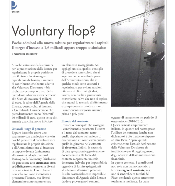 Poche adesioni alla voluntary disclosure bis