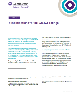 VAT Alert Simplifications for Intrastat listings