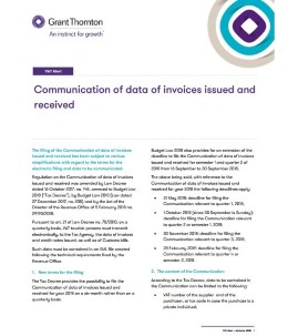 VAT Alert: Communication of data of invoices issued and received