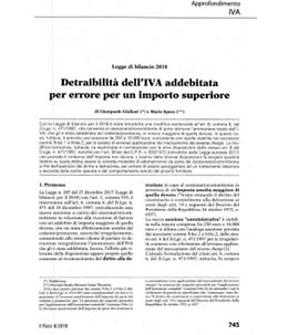 Detraibilità dell'iva addebitata per errore per un importo superiore - cover