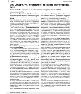 Articolo Eutekne - Nel Gruppo IVA cointestate le fatture verso soggetti terzi