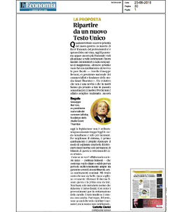 Intervista Bernoni Corriere "Ripartire da un Testo Unico"