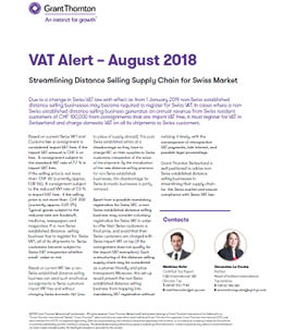 VAT Alert - Swiss distance selling VAT