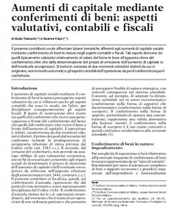 Aumento di capitali mediante conferimento di beni