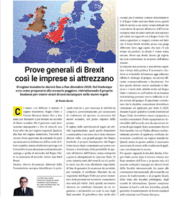 Prima pagina della copertina dedicata all'articolo sulla Brexit scritta dal dott. Paolo Besio, partner di Bernoni Grant Thornton