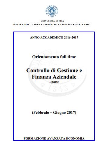 Orientamento full time Controllo di Gestione e Finanza Aziendale Università di Pisa