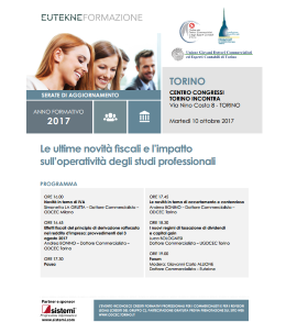 Locandina evento "Novità fiscali e impatto su studi professionali"