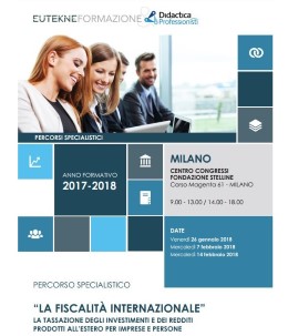 Locandina master Eutekne fiscalità internazionale