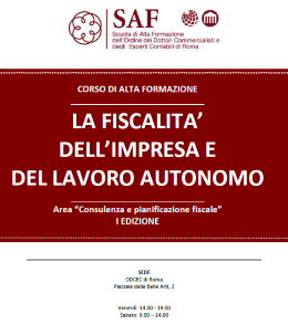 Convegno SAF La fiscalità dell'impresa e del lavoro autonomo