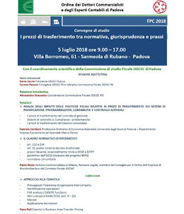 Locandina del seminario Transfer Pricing a Padova