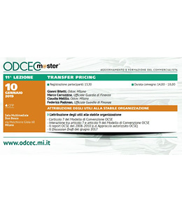 ODCEC Master - Transfer Pricing: Attribuzione degli utili alla stabile organizzazione