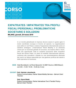 Locandina corso formazione Expatriates/Impatriates