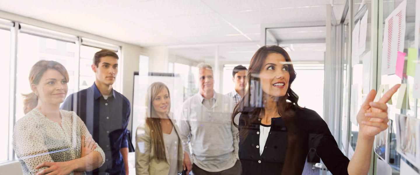 Business woman showing a project to her colleagues